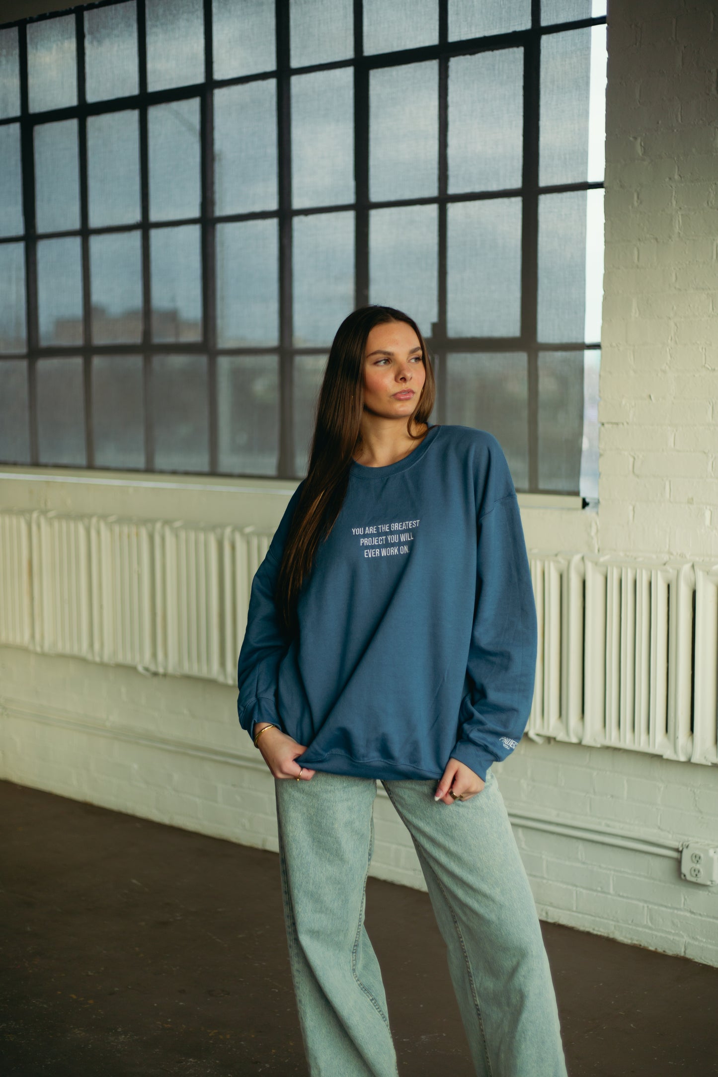 Steel Blue Project You Crewneck