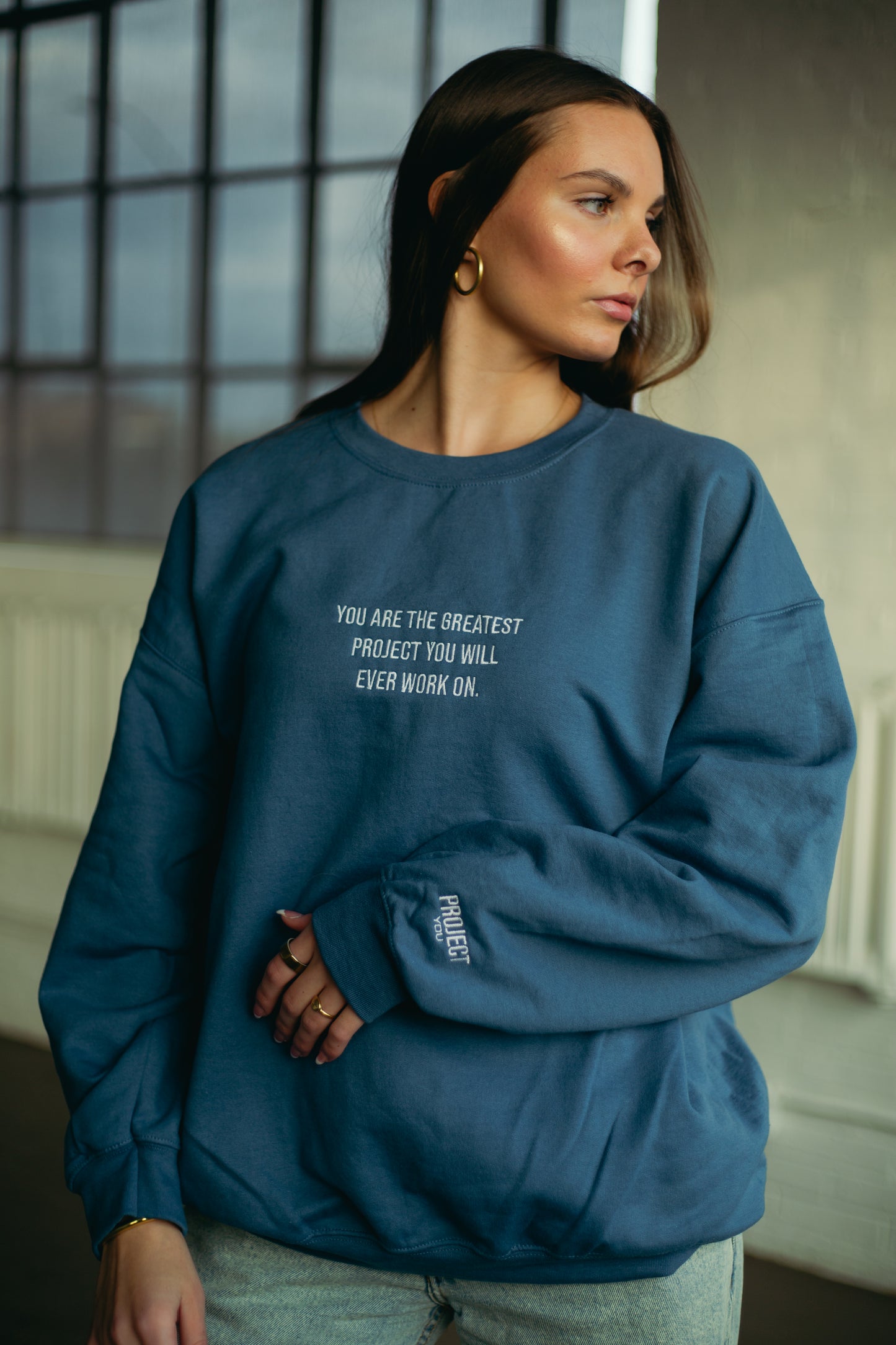 Steel Blue Project You Crewneck