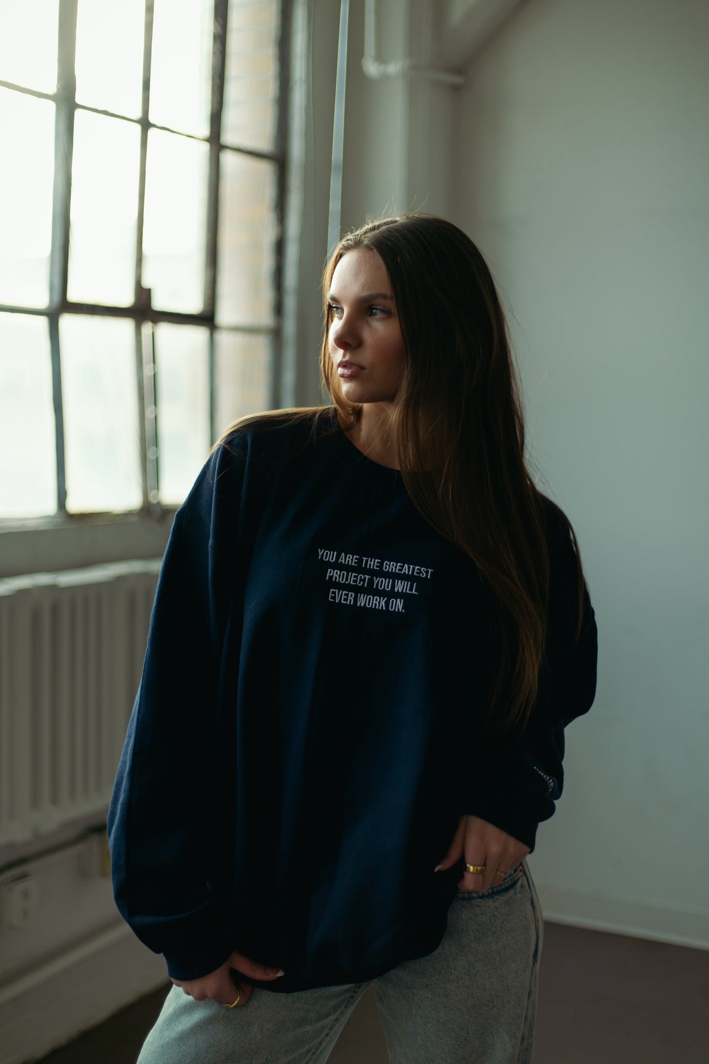Navy Blue Project You Crewneck