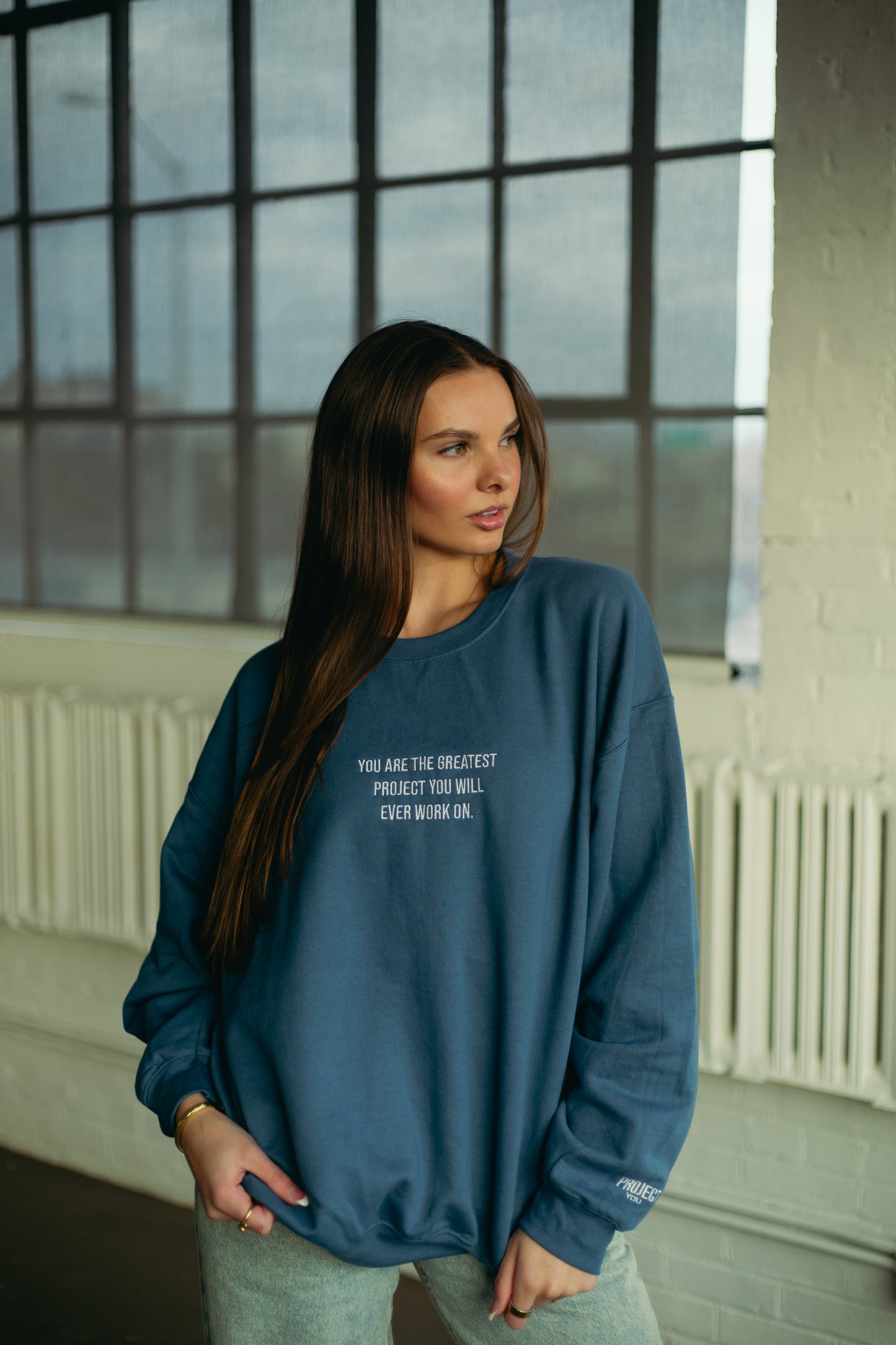 Steel Blue Project You Crewneck